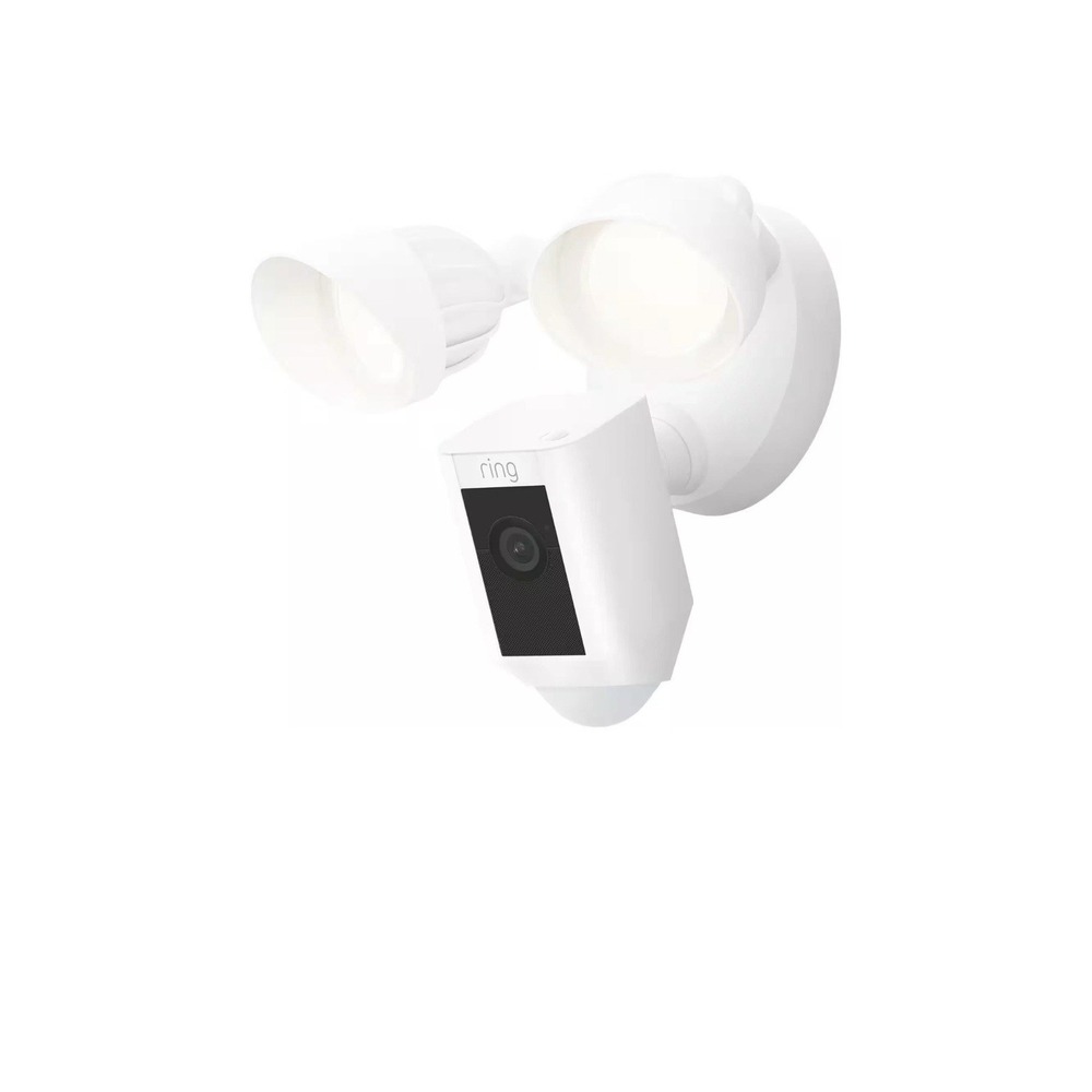 New Ring - Floodlight Cam Plus Outdoor Wired 1080p Surveillance Camera - White - Picture 2 of 5
